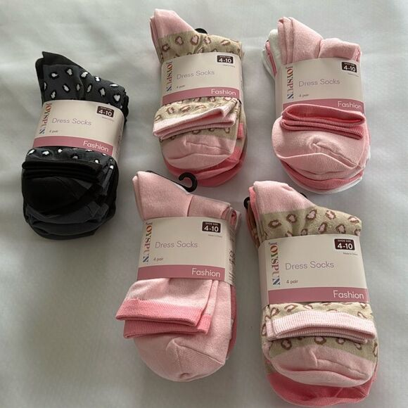 Joyspun Dress Socks Womens 20 Pack Pink Black Leopard - Picture 1 of 3